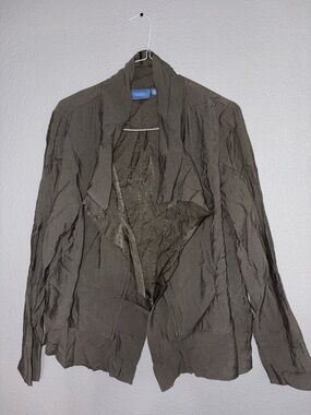 Simply Vera Vera Wang Olive Open Draped Front Jacket